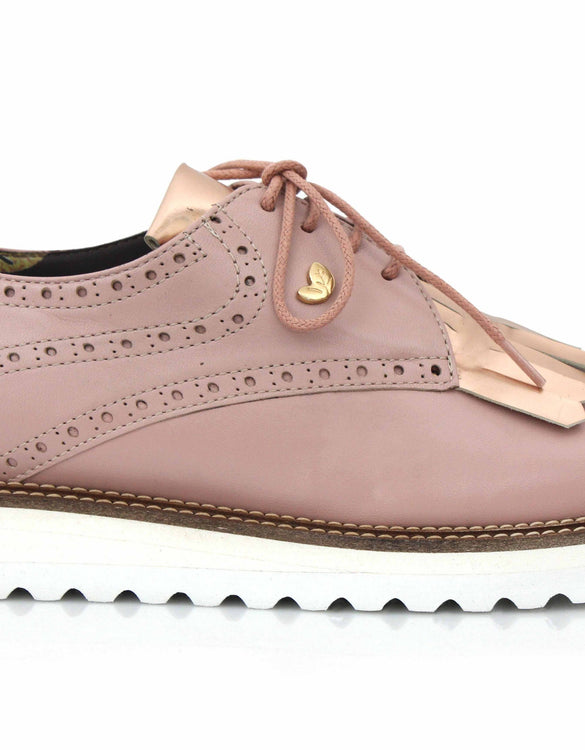 Ramé Oxford Sneakers, Bois de rose & Rose gold